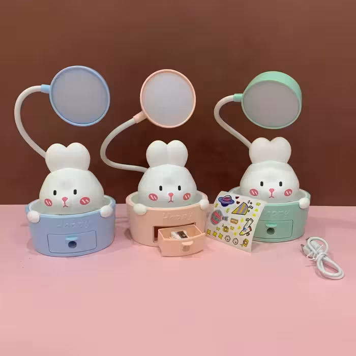 چراغ مطالعه خرگوش کیوت با تراش و چراغ 3 حالته شارژی