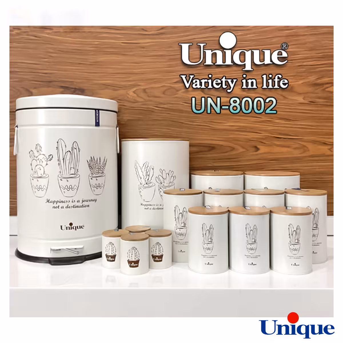 سرویس آشپزخانه کرم کاکتوس درب بامبو 15 پارچه یونیک مدل 8002