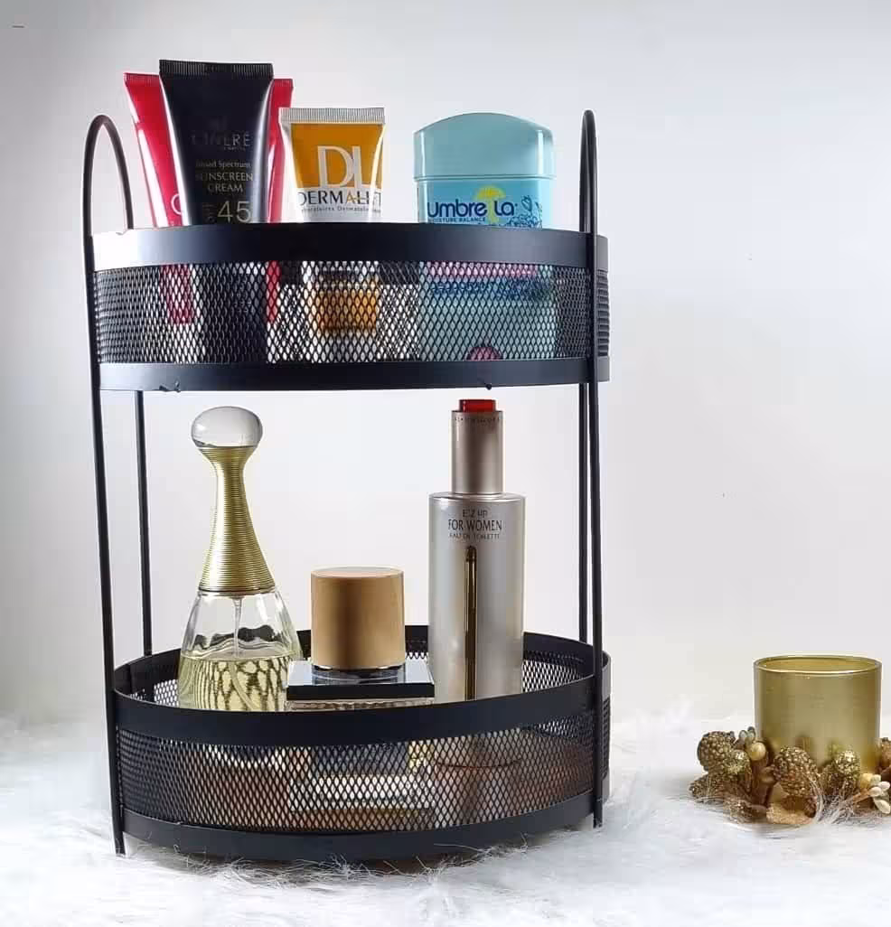 استند 2 طبقه گرد توری کف چوبی