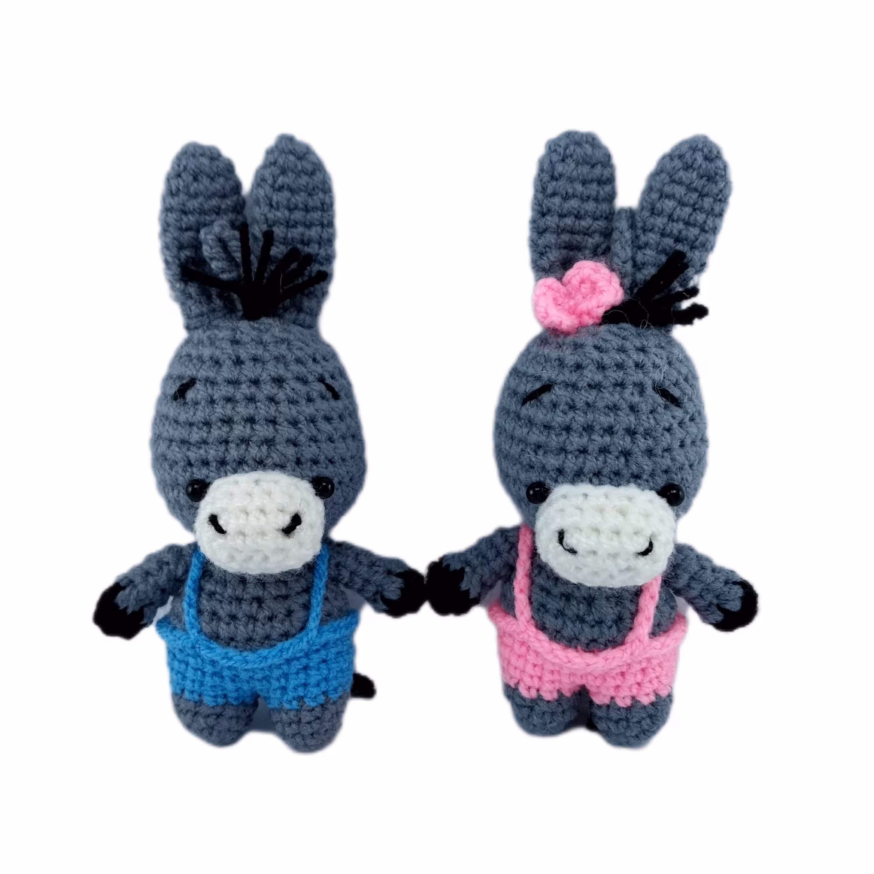 عروسک بافتنی الاغ جفت بسته ی  2 عددی جا کلیدی آویز. 10 سانتی