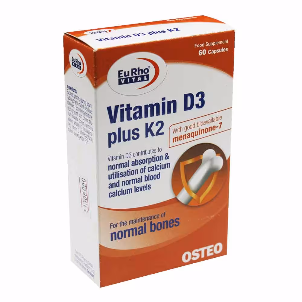 کپسول ویتامین D3 1000 پلاس K2 یوروویتال