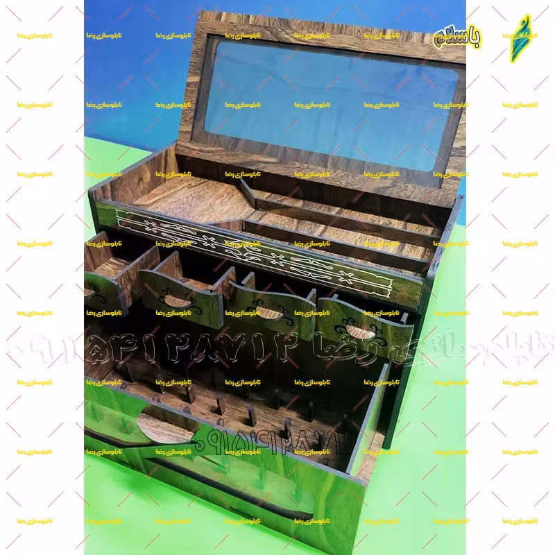 جعبه لوازم خیاطی طرح چوبی مدل کشویی کد 622 تابلو سازی رضا (پس کرایه)
