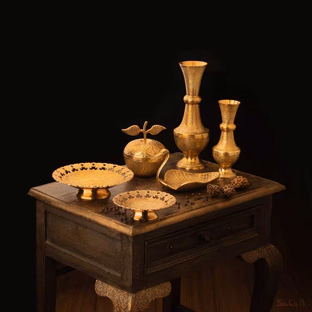 ست پذیرایی برنجی طلایی کد 467