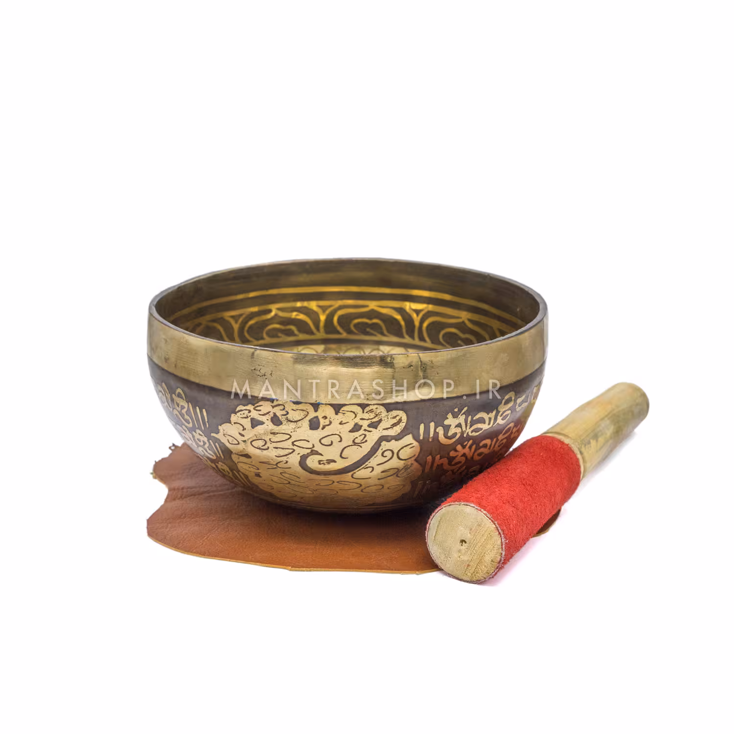 کاسه تبتی دست ساز اصل مدل حکاکی طرح ردپای بودا قطر دهانه 14.5 سانتی متر