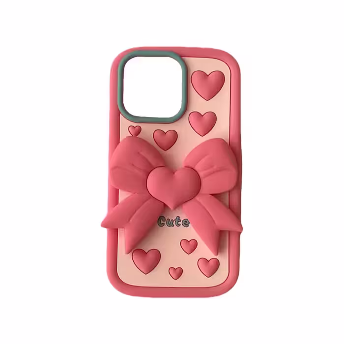 کاور مدل سیلیکونی طرح قلب کد Pink67 مناسب برای گوشی موبایل اپل iPhone 13 / 14 /15 | کالا مکس