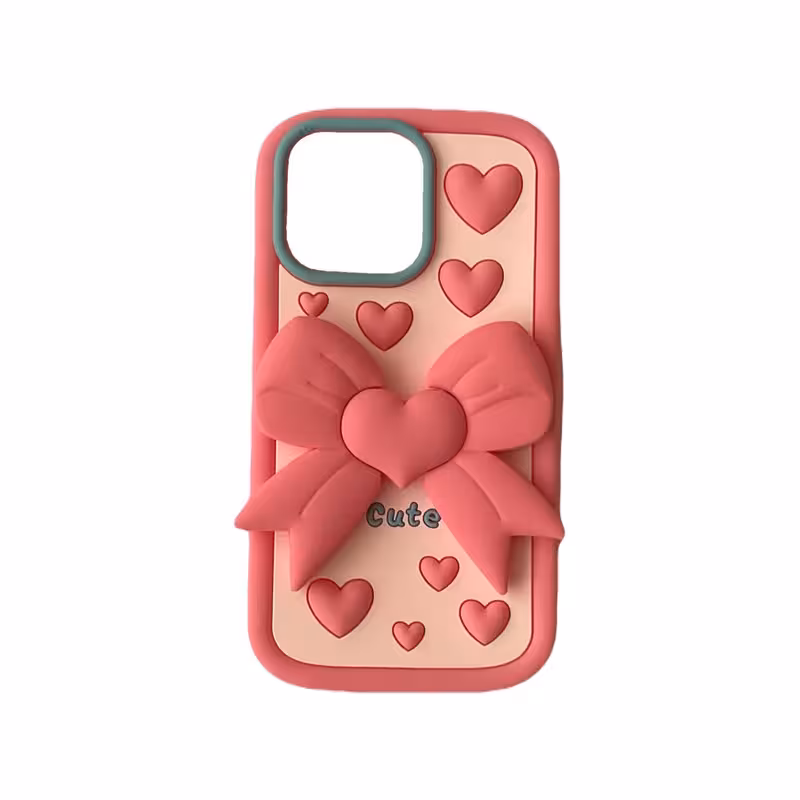 کاور مدل سیلیکونی طرح قلب کد Pink67 مناسب برای گوشی موبایل اپل iPhone 13 / 14 /15 | کالا مکس