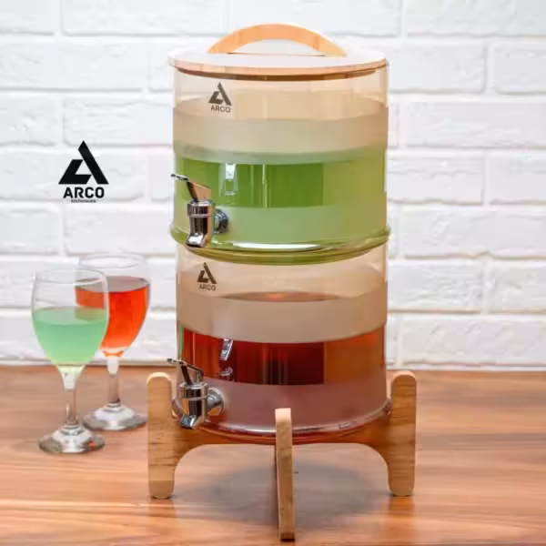 کلمن شیشه ای دو طبقه چوب و بلور مات مایورکا آرکو