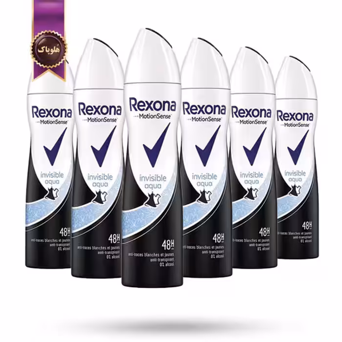 6 عدد اسپری دئودورانت ضد تعریق زنانه رکسونا Rexona مدل اینویزیبل آکووا Invisible Aqua حجم 200 میلی لیتر (اورجینال)