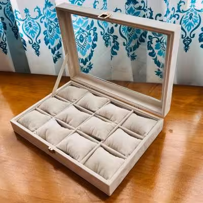 سینی ساعتی درب دار کلکسیونی مخملی