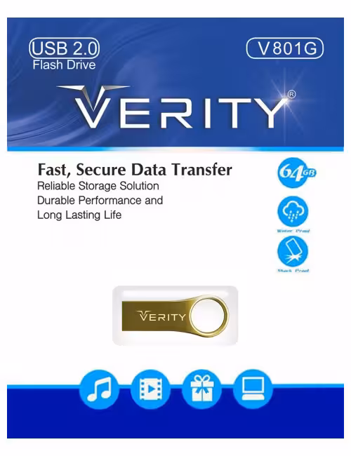 فلش مموری فلزی وریتی مدل V801G ظرفیت 64 گیگابایت