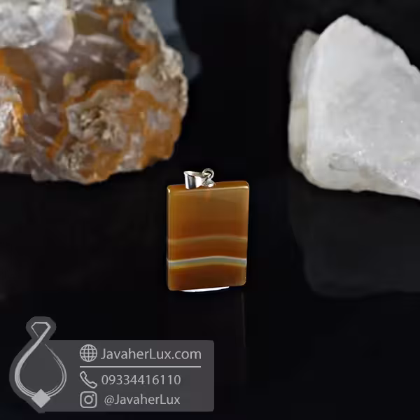 گردنبند عقیق طبیعی قهوه ای سلیمانی اصل _ کد : 400950