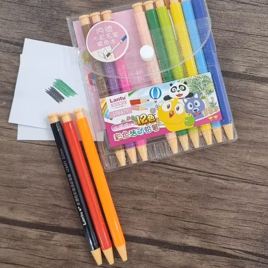 مداد رنگی فشاری، 12 رنگ، طرح اتود با مغز کلفت