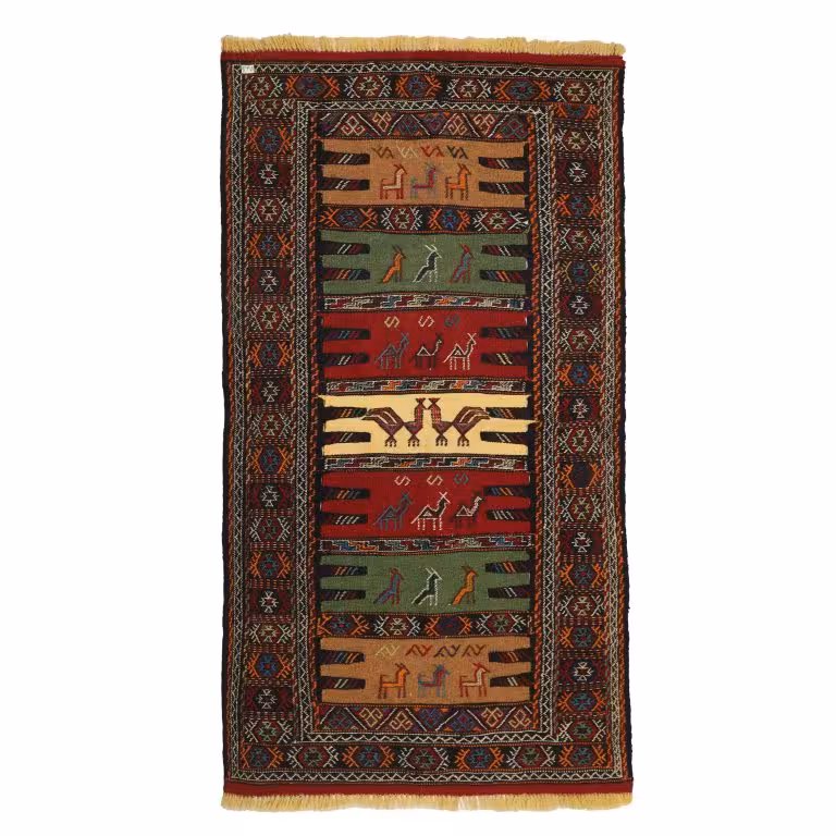 گلیم دستبافت سه متری مدل سفره کردی کد 4020434