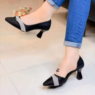 کفش مجلسی زنانه رویه استرج خارجی پاشنه 5سانت زیره دلتا عالی سایز37تا4