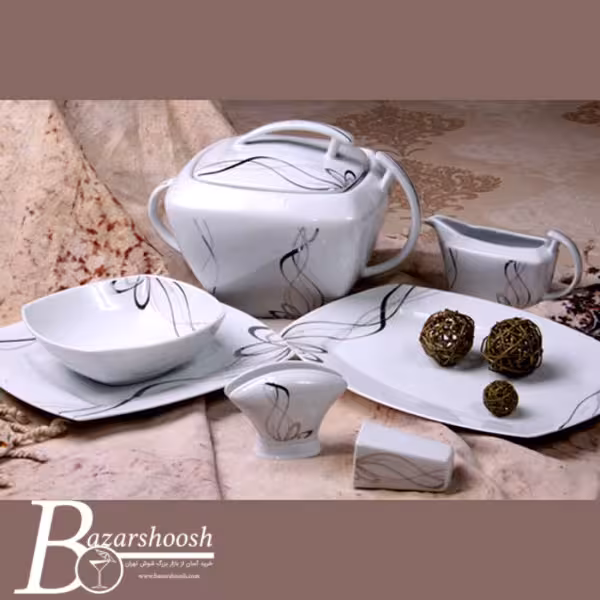 سرویس چینی غذاخوری 107پارچه تقدیس طرح رایان 12نفره کوئین