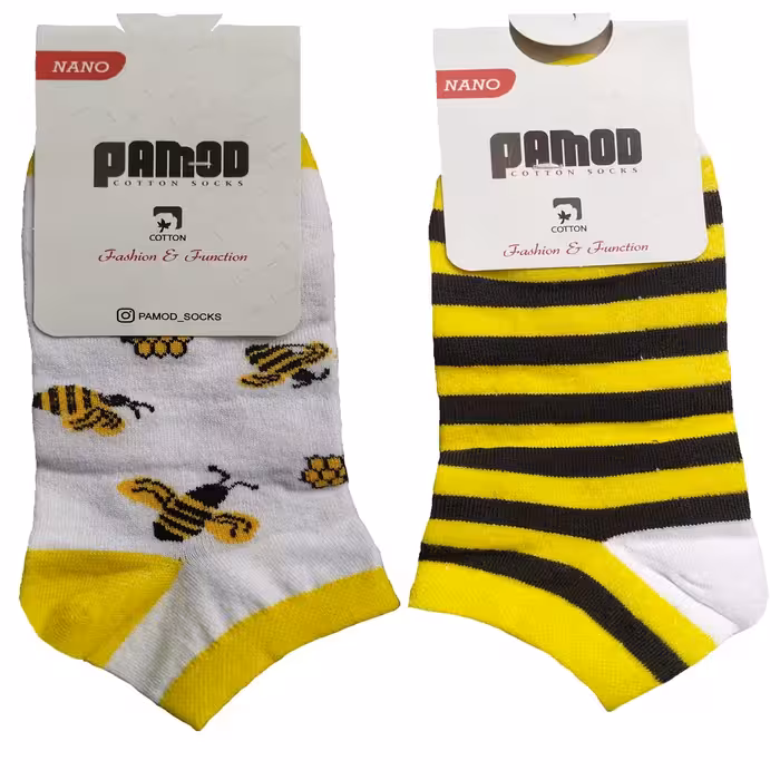 جوراب لنگه به لنگه طرح زنبور و کندو 