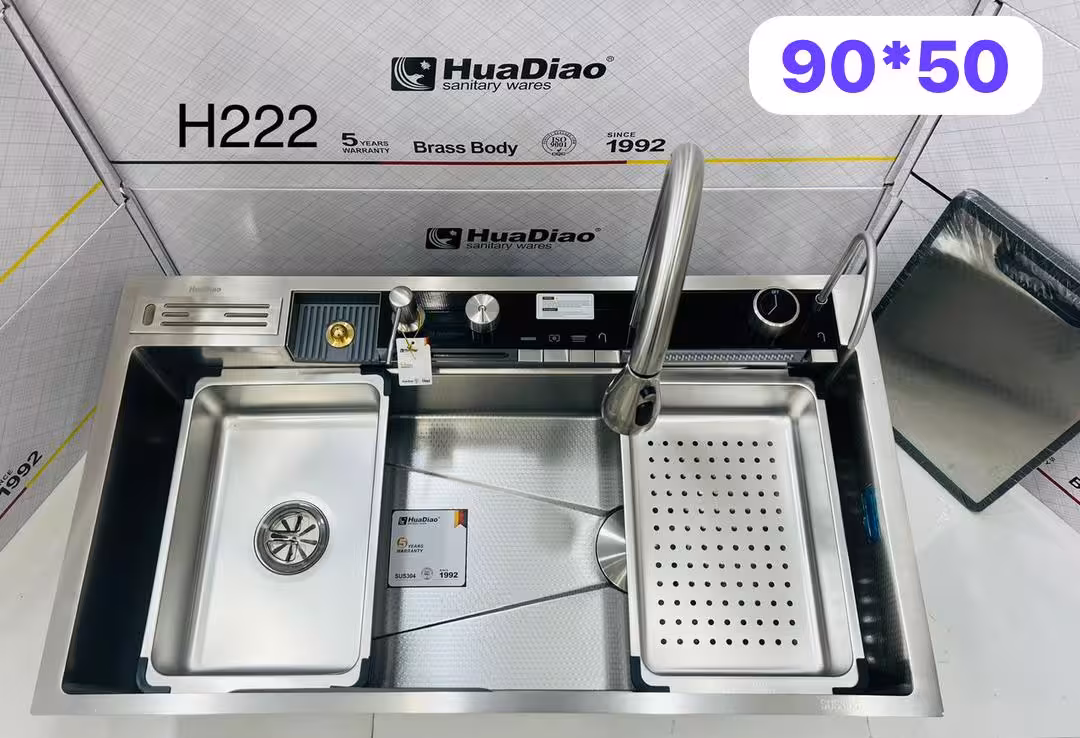 سینک آبشاری استیل سری جدید 5 کلید Huadiao سایز 90 سانت