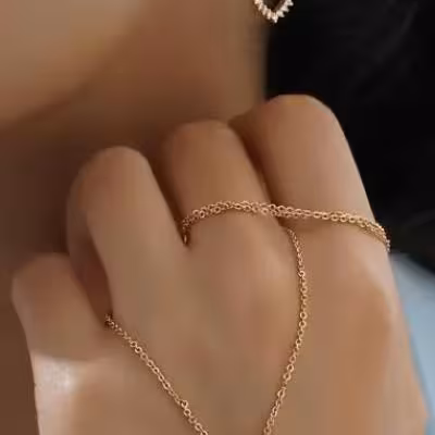 نیم ست YSX طرح قلب با آبکاری طلا و نگین های درخشان.