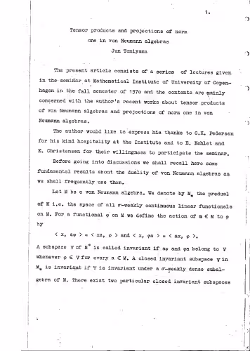 خرید و دانلود نسخه کامل کتاب Tensor products and projections of norm one in von Neumann algebras [Lecture notes]