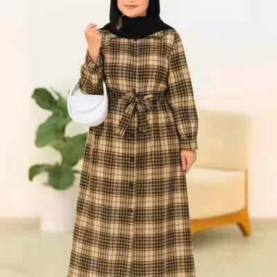 مانتو پشمی چهار خونه فری سایز