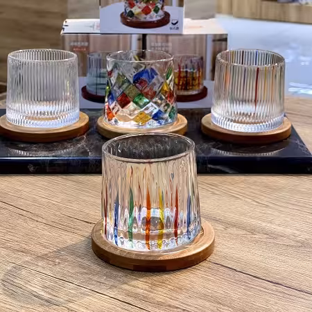 لیوان کریستال قابل چرخش با زیره چوبی Kit-226
