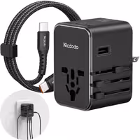 شارژر دیواری USB، تایپ‌سی 45 وات و تبدیل پریز 2500 وات مک‌دودو مدل  CP-3270 با کابل تایپ‌سی به تایپ‌سی