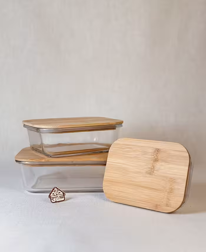 ظروف سه تایی درب بامبو کد002794