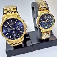 ست ساعت زنانه و مردانه سیکو فول تایم – موتور ژاپن طلایی صفحه آبی کهربایی