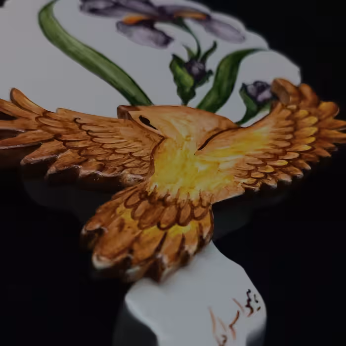 دیوارکوب سرامیکی هیوا مدل ترنج گل و مرغ برجسته کد 11115371