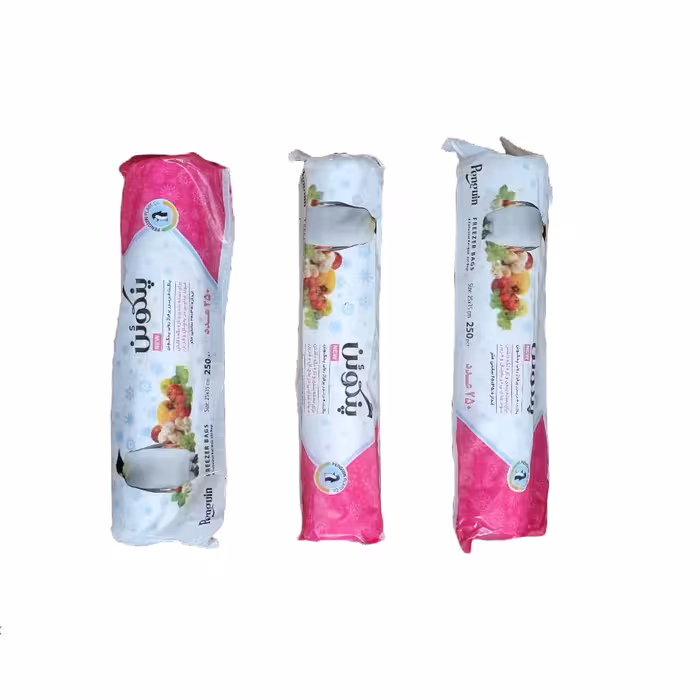 کیسه فریزر پنگوئن  کد f5 رول 250 عددی بسته 3 عددی