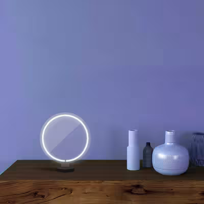 چراغ رومیزی ریموت دار مدل CIRCLE-GL_WHT-GLASS