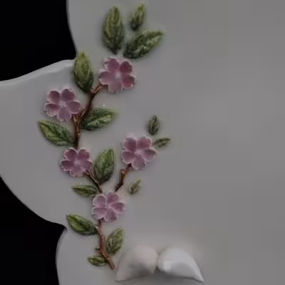 شیرینی خوری سرامیکی هیوا طرح رز برجسته پایه دار کد 11017439