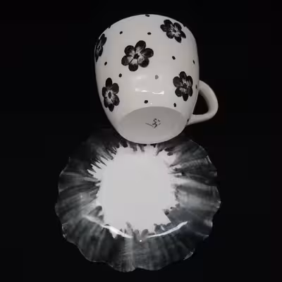  ست فنجان و نعلبکی سرامیکی هیوا طرح آفتاب گردان کمر باریک کد 10882035