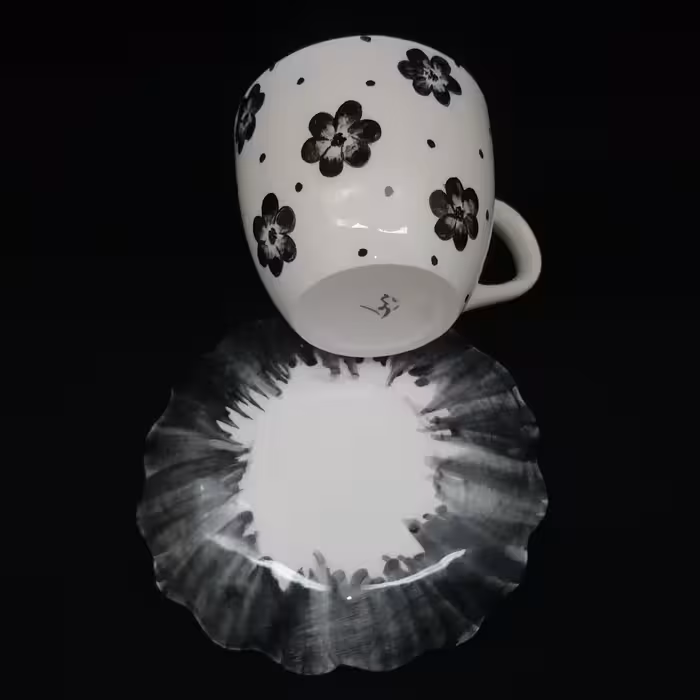  ست فنجان و نعلبکی سرامیکی هیوا طرح آفتاب گردان کمر باریک کد 10882035