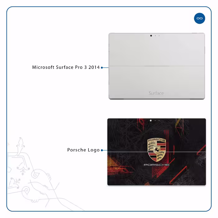 برچسب پوششی ماهوت مدل Porsche-Logo مناسب برای تبلت مایکروسافت Surface Pro 3 2014