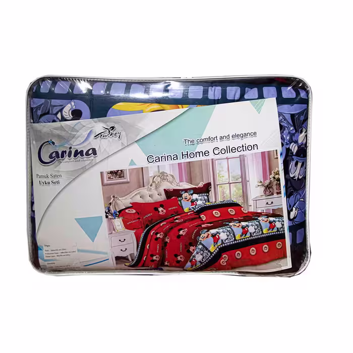 سرویس خواب و روتختی یک نفره کارینا طرح Red Mickey مدل 4 تکه