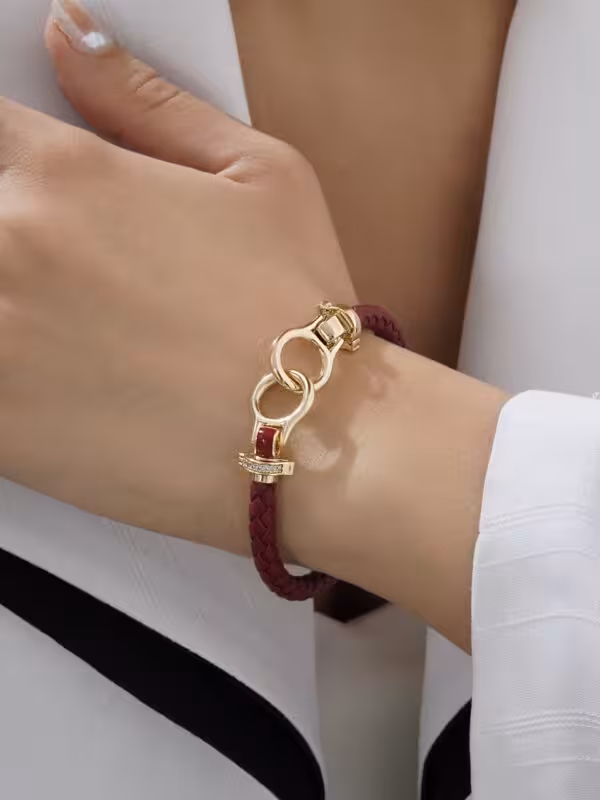 دستبند زنجیری طلایی کد ac017