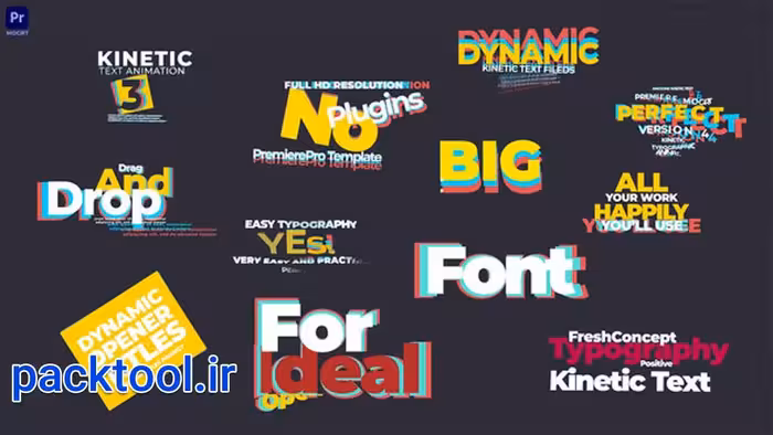 دانلود پروژه آماده پریست متن متحرک پریمیر پرو Kinetic Text Animations V3 - پک تول
