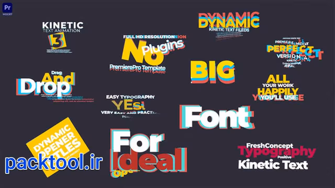 دانلود پروژه آماده پریست متن متحرک پریمیر پرو Kinetic Text Animations V3 - پک تول