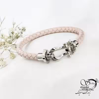 دستبند امگا صورتی با پلاک استیل کد 18876