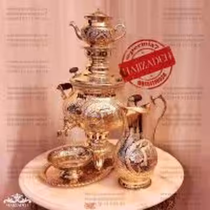 اپولوم سماور برنجی  8  لیتر قلمزنی  اصفهان گل مرغی طلایی  1900093