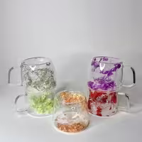 ماگ دوجداره پیرکس گلدار وارداتی KIT-800