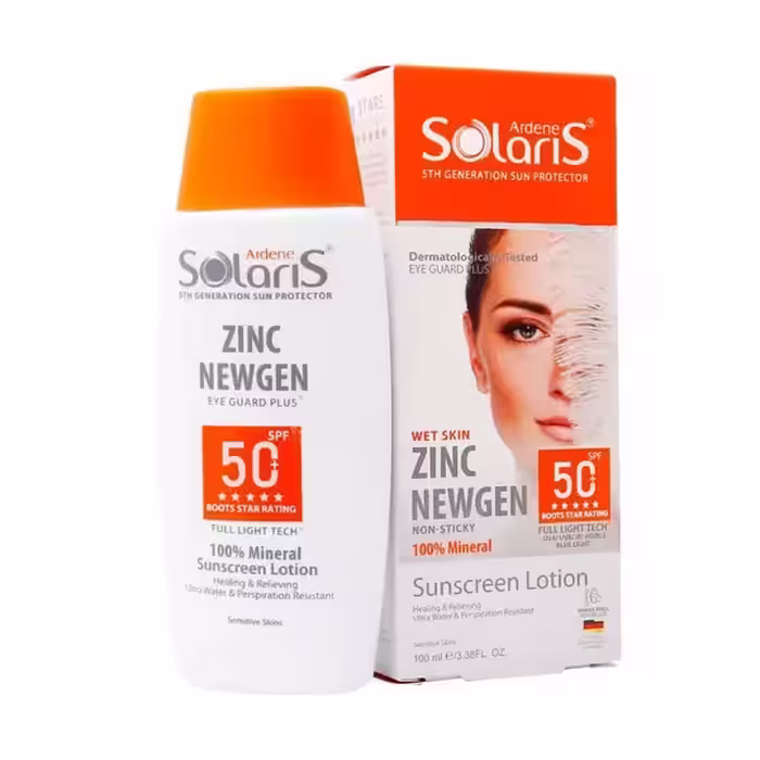 لوسیون ضدآفتاب زینک نیوژن  50 SPF پوست حساس آردن سولاریس 100 میلی لیتر Ardene Solaris