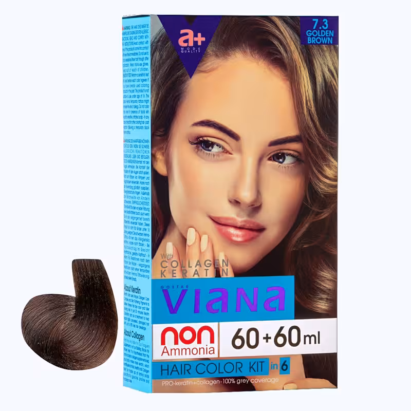 کیت رنگ مو ویانا شماره 73 حجم 120 میلی لیتر رنگ قهوهای طلایی