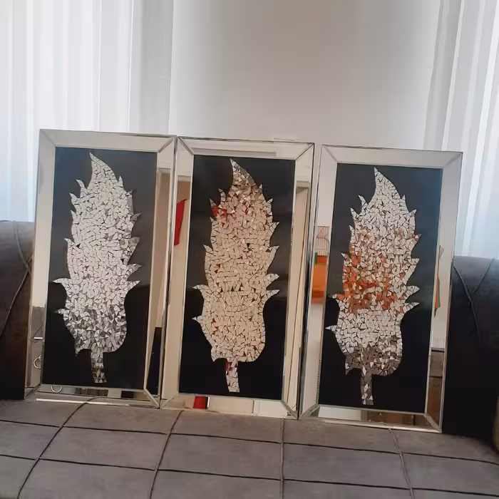 تابلو آینه کاری شده سه لت (عددی) مدل پر (پس کرایه)