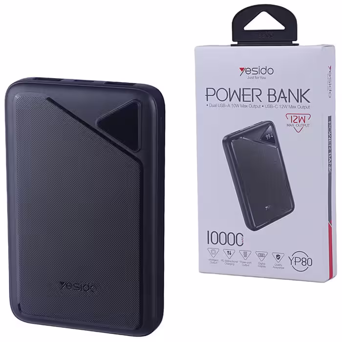 پاور بانک فست شارژ یسیدو YP80 PD 12W ظرفیت 10000 میلی آمپر ساعت