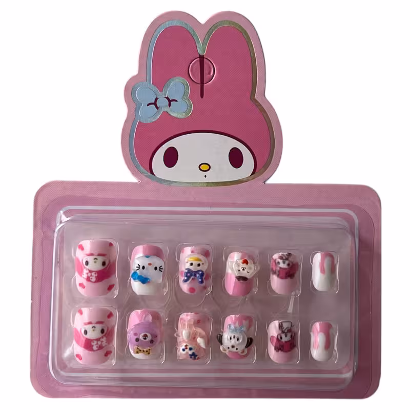 ناخن مصنوعی کودک  مدل کرومی بسته 12 عددی