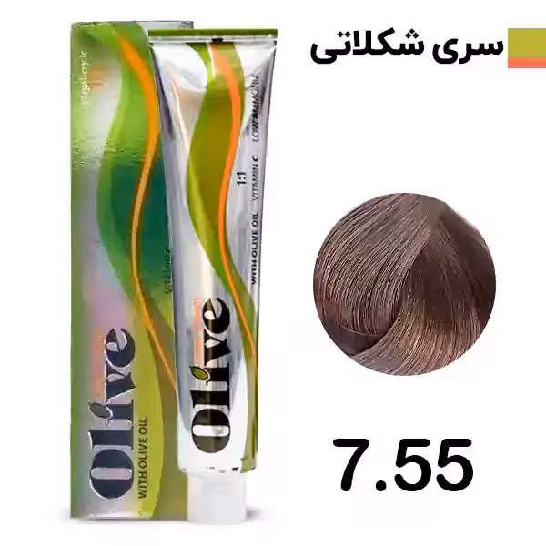رنگ مو الیو بلوند شکلاتی روشن olive شماره 7.55