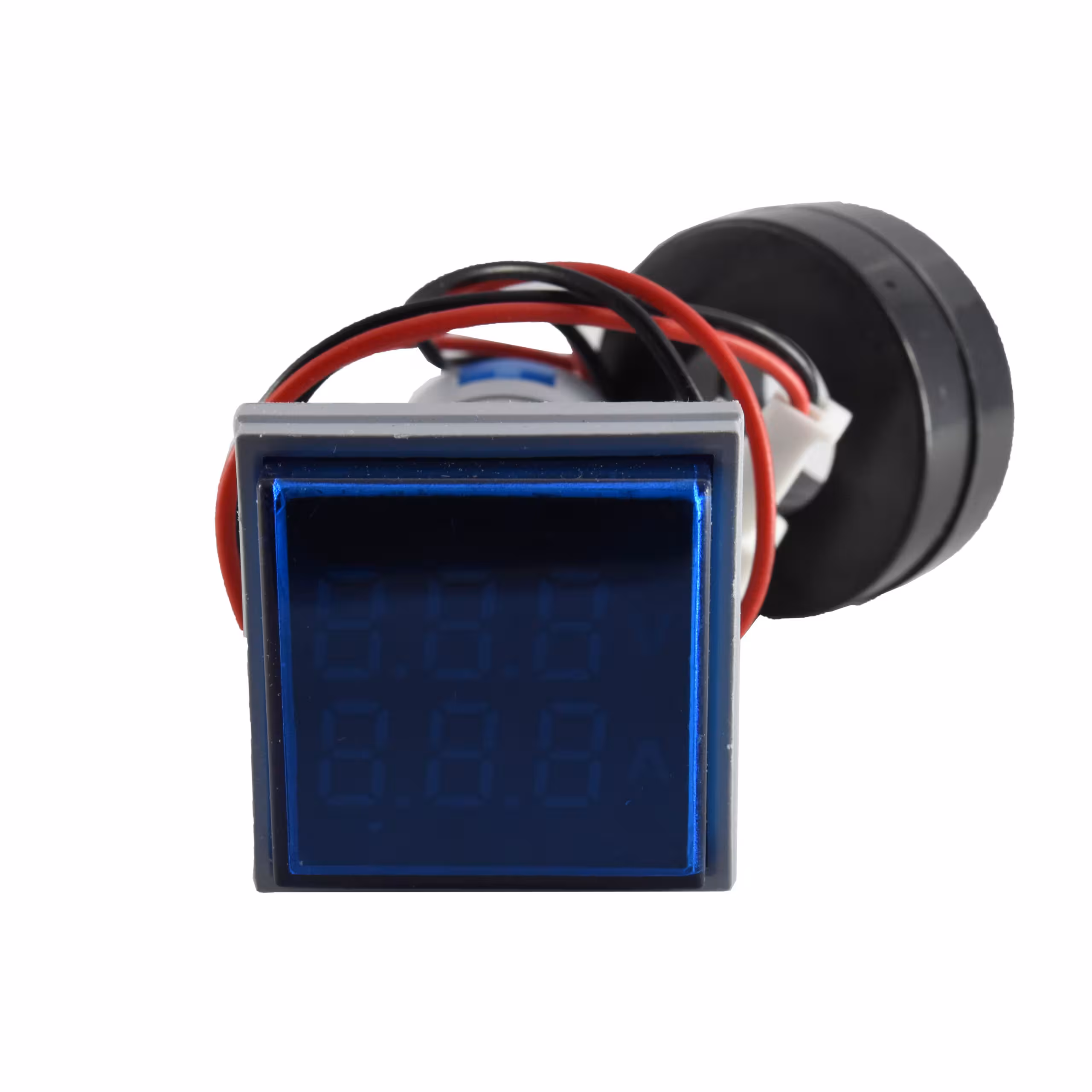 ولتمتر و آمپرمتر چراغ سیگنالی AC500V-100A آبی مربعی مدل AD16-22FVA