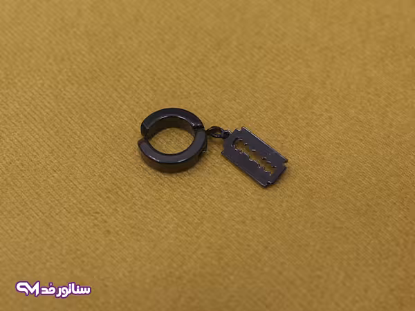 گوشواره مردانه کلیپسی مشکی طرح تیغ G5208